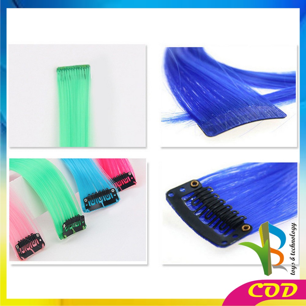 RB-K144 Wig Jepit Rambut Palsu Lurus Panjang Single Hair Extention Colourful Wanita / Klip Wig Rambut Palsu Cewek Korea Warna Warni Hair Clip Import