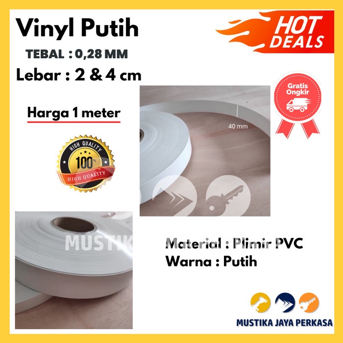 Vinyl Putih Foll Laminates Meteran 2 4 cm Edging Furniture Huben CS Taco