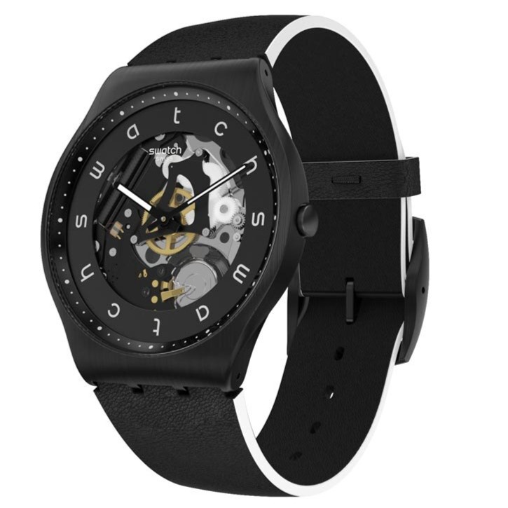 SWATCH SS07B101 WHITE SIDE Jam Tangan Pria Analog Kulit Original Swiss