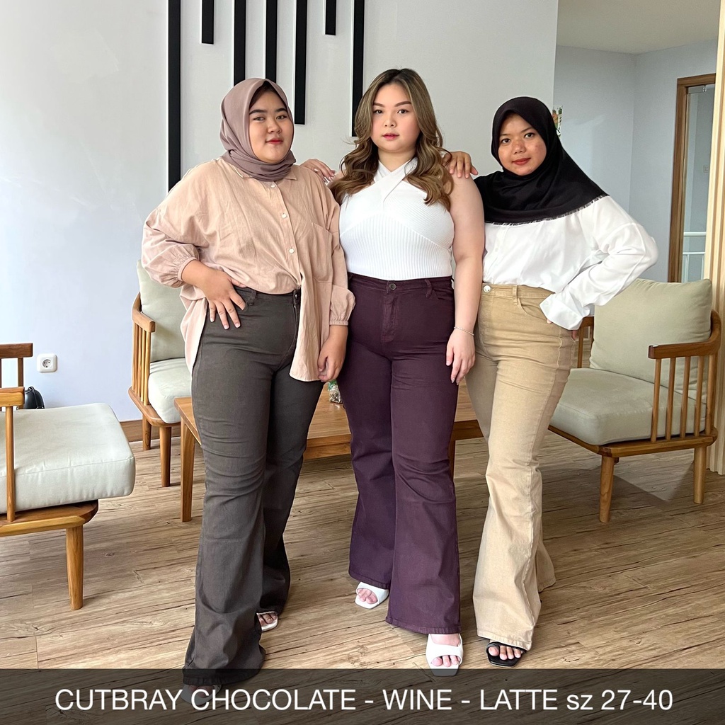 CELANA JEANS WANITA UKURAN NORMAL &amp; JUMBO  CUTBRAY CHOCO LATTE SERIES-SYSCLOTHIER