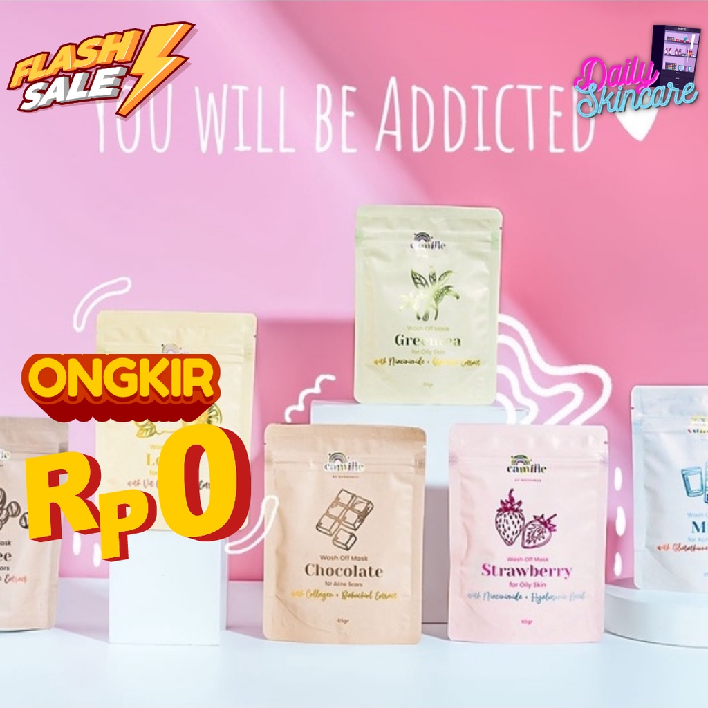 Masker Camille Mini Size 24Gr | Masker Organik | Masker Strawberry, Masker Cokelat, Masker Greentea,