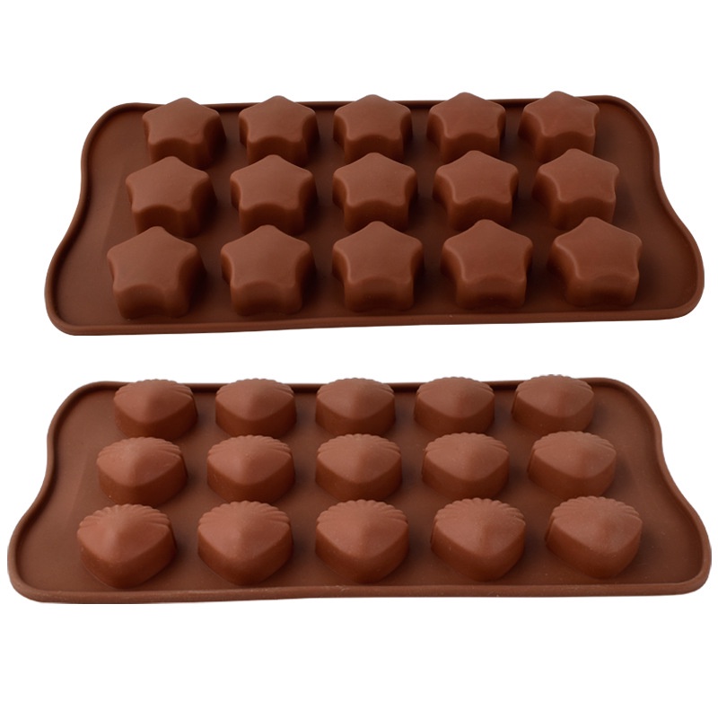 Cetakan Coklat Silicone Kerang 15 Grid Cetakan Coklat Jelly Pudding Es Batu Kerang Clam Shell 15 Lubang Silicone Molds Baking Silicone TERMURAH TERLARIS