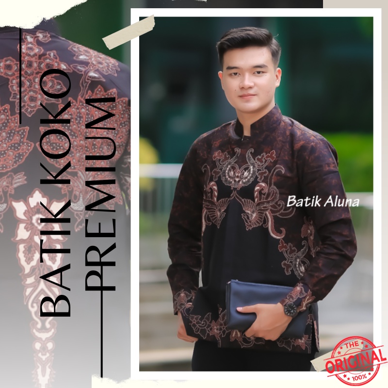 baju koko batik pria lengan panjang modern kekinian
