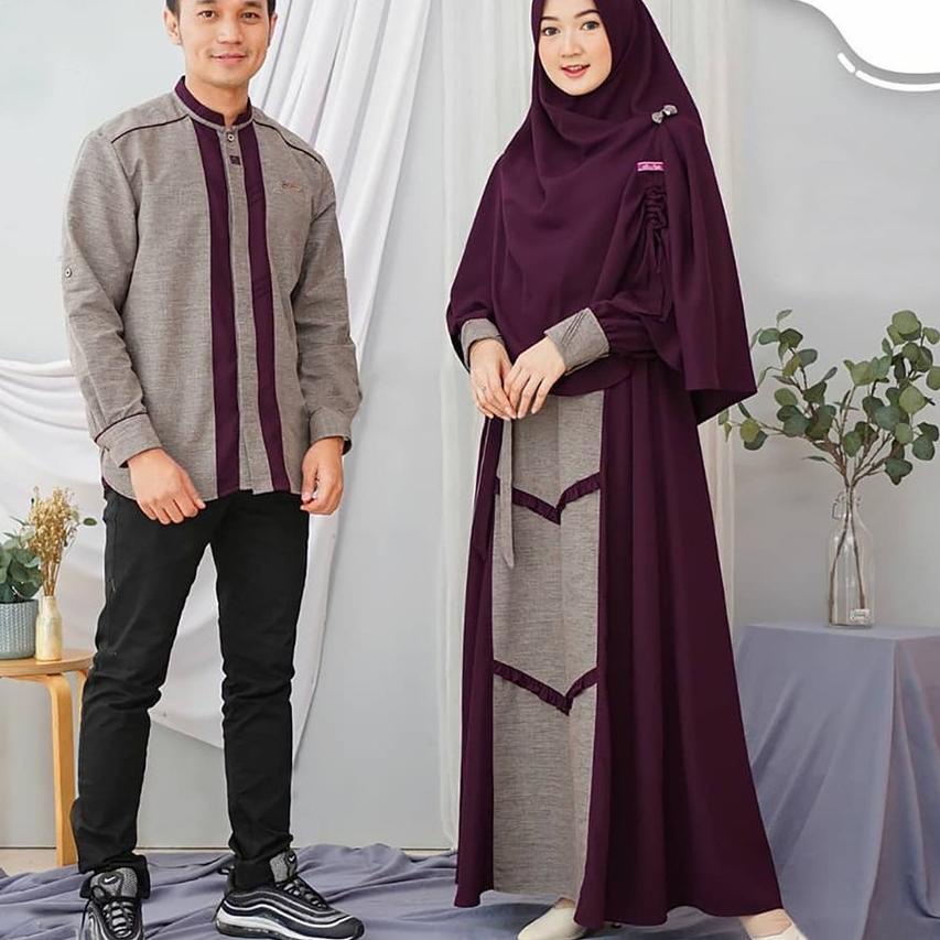 ➣ PROMO TERMURAH - Asoka Couple Baju Pasangan Gamis Syari Set Kemeja Koko Muslim Fashion Setelan Leb
