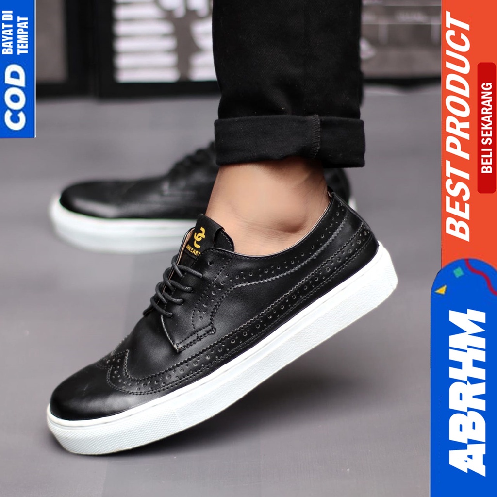 ABRHM LONGWING Sepatu Formal Casual Pantofel Kerja Hitam