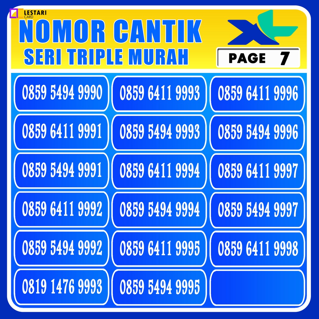 Nomor Cantik XL Seri Triple Murah