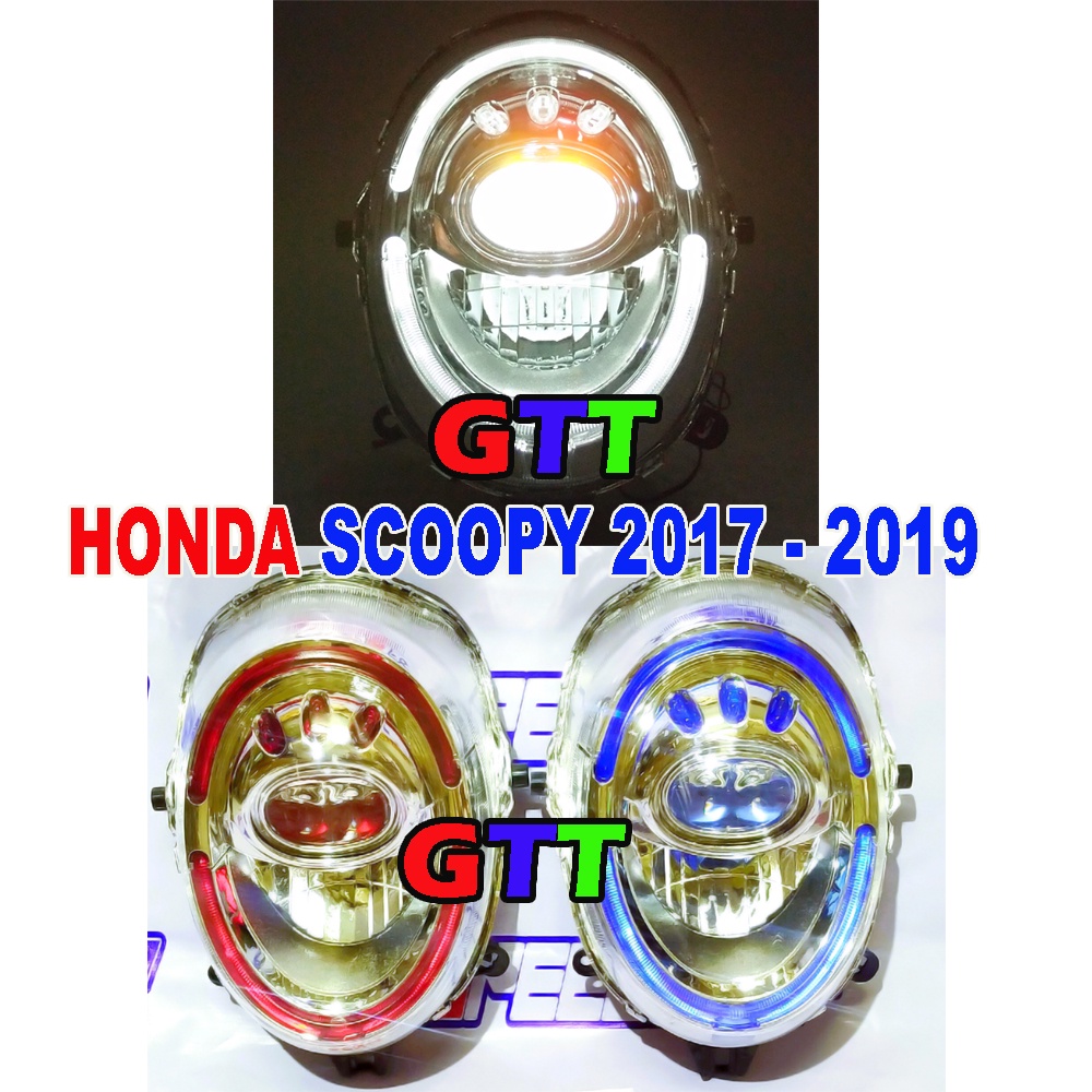 LAMPU DEPAN ASSY SCOOPY FI 2017 - 2019 LED SENJA WARNA BIRU