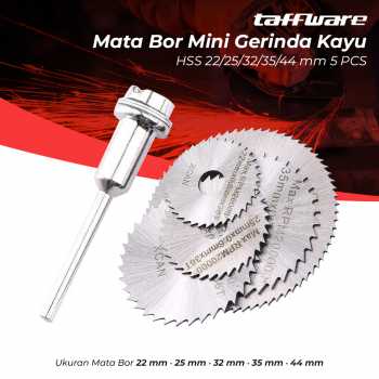 Taffware Mata Bor Mini Gerinda Kayu HSS 22/25/32/35/44 mm 5 PCS - 58686 Mata bor gergaji ini terbuat dari bahan besi sehingga mata bor ini dapat digunakan untuk mengukir kayu.