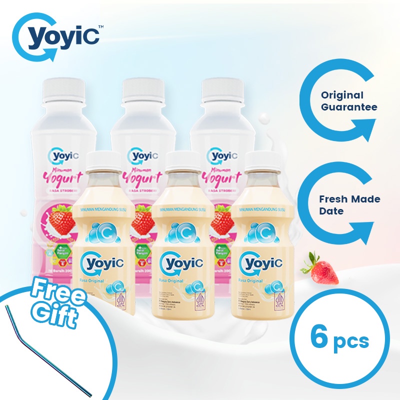 Yoyic Minuman Susu Fermentasi 130 ML Untuk Kesehatan Pencernaan + Yoyic Minuman Yogurt 200 ML Segar 