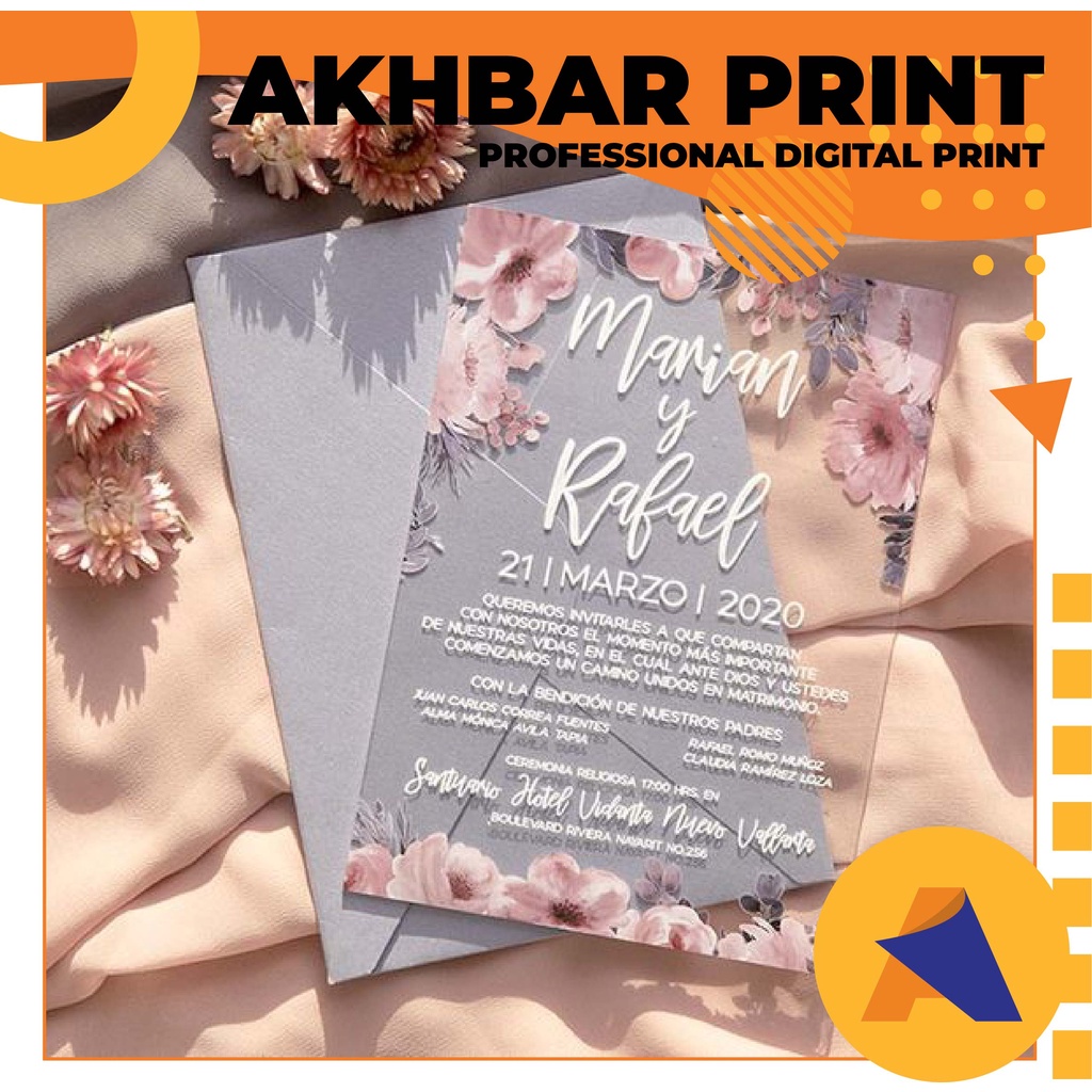 CETAK UNDANGAN AKRILIK SATUAN CUSTOM DESIGN UNDANGAN ONLY- AKHBAR PRINT