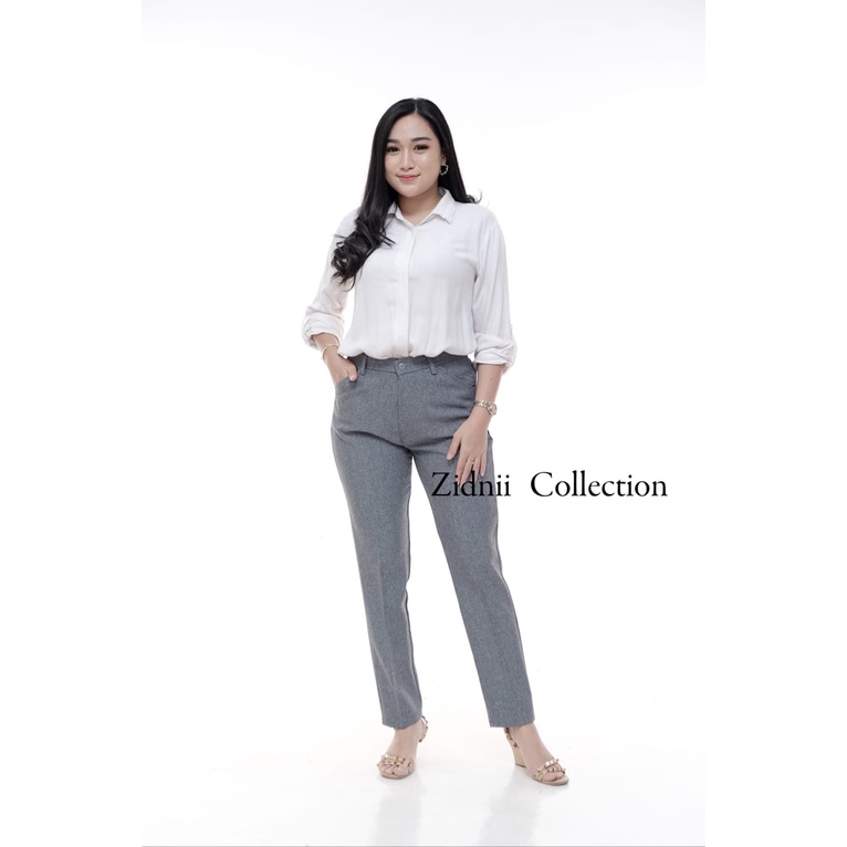 Celana Wanita Kerja Kancing Resleting Celana Bahan Kantor