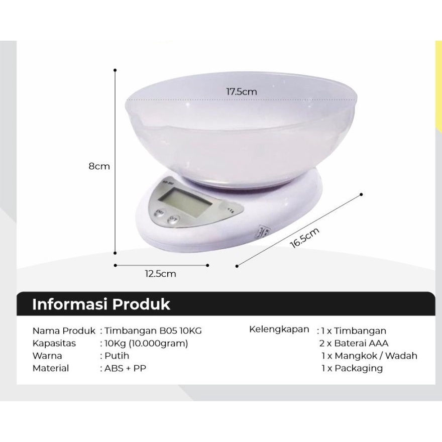 Barangunik2021 -Timbangan Dapur Mangkok 10KG / Timbangan Digital Kitchen Scale 10KG