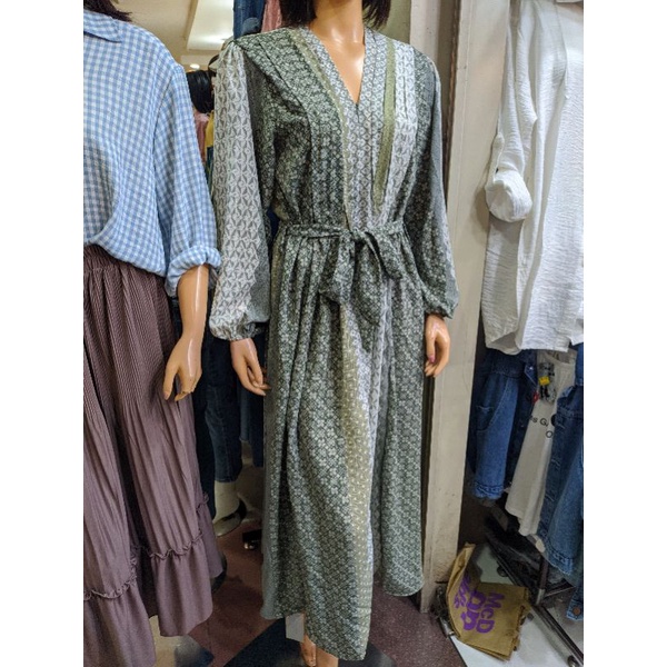 Gamis Etnik Yuna fashion/ Gamis lebaran / Gamis viral terbaru /Gamis bunga-bunga etnik