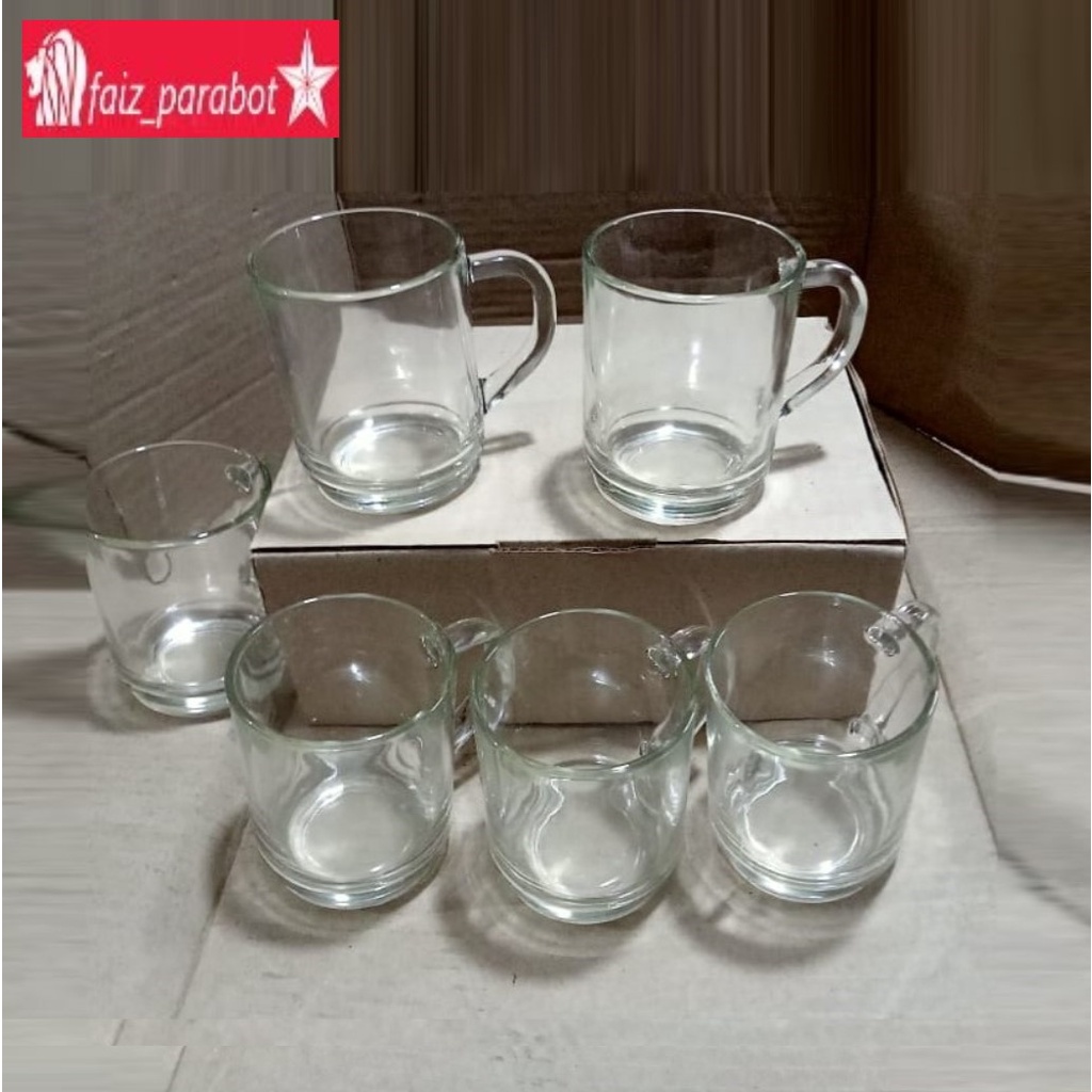 Gelas Set 6 pcs / cangkir mug kaca cangklek