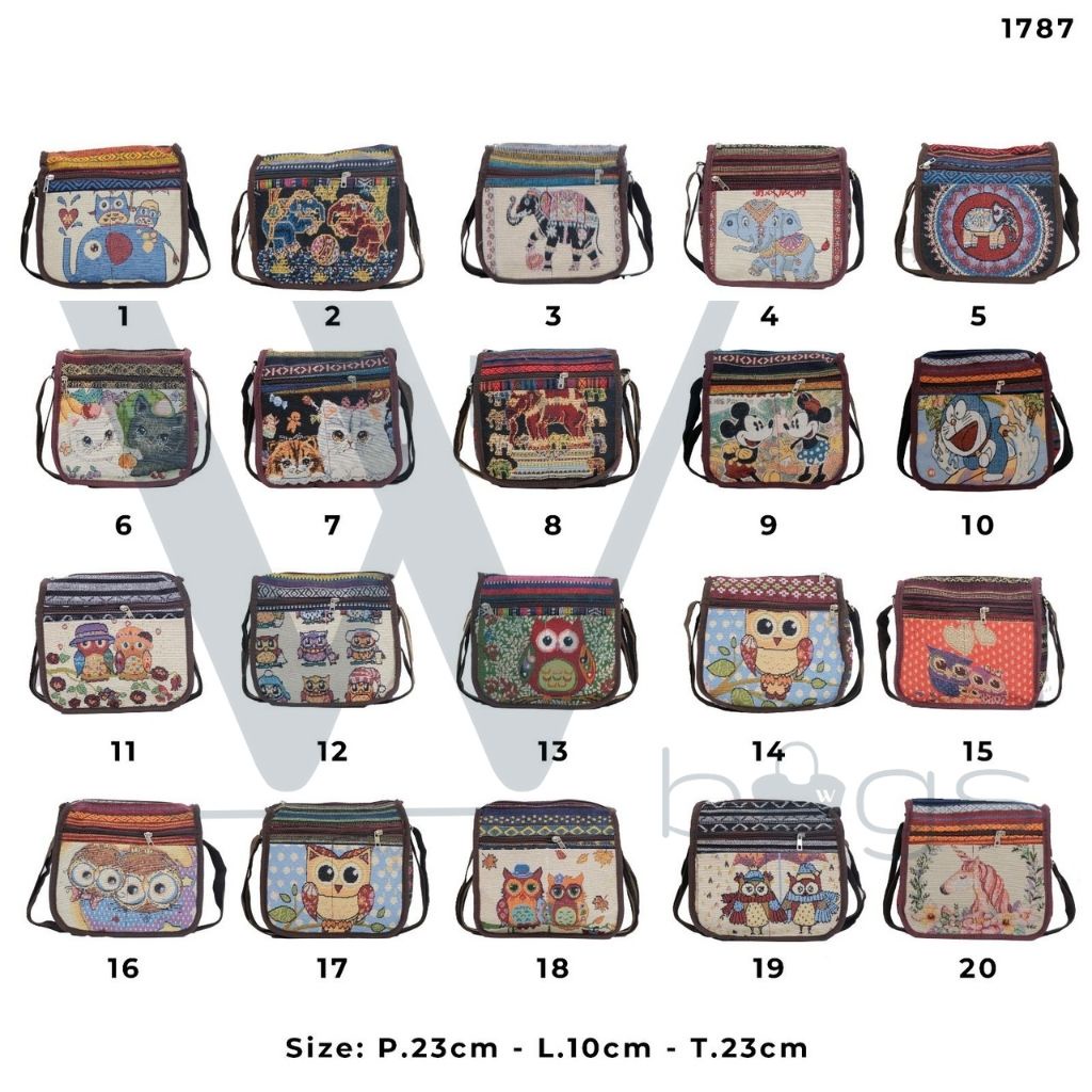 WINABAGS - TAS SELEMPANG TENUN IMPORT / TAS SELEMPANG MURAH THAILAND GAJAH KANVAS