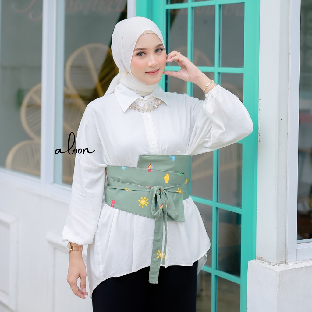 Serena Obi Belt Motif Ikat Pinggang Wanita Rayon dan Katun – Obi Belt Wanita