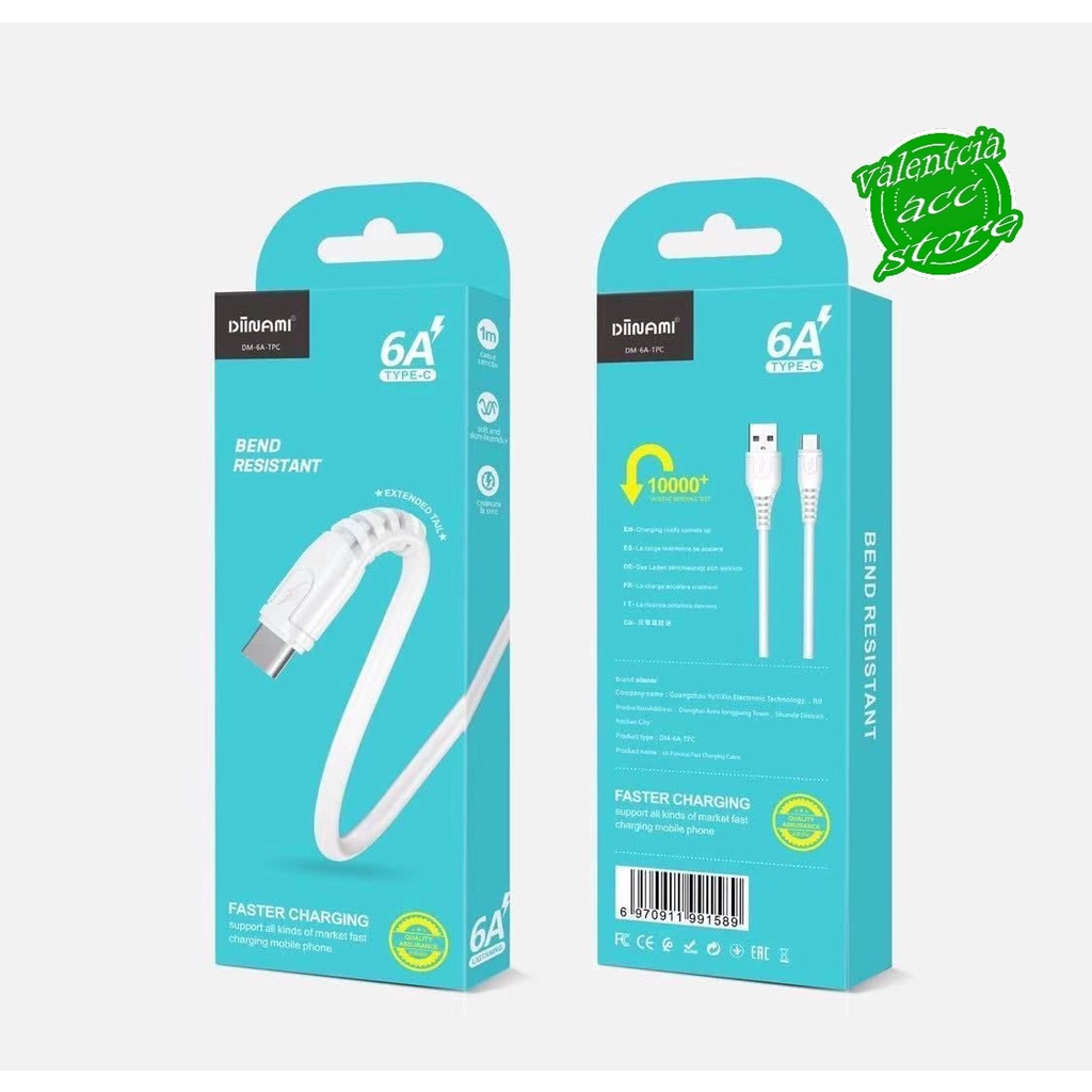 KABEL DATA DIINAMI DM-6A FAST CHARGING USB MICRO,TYPE C ,DAN LIGHTNING