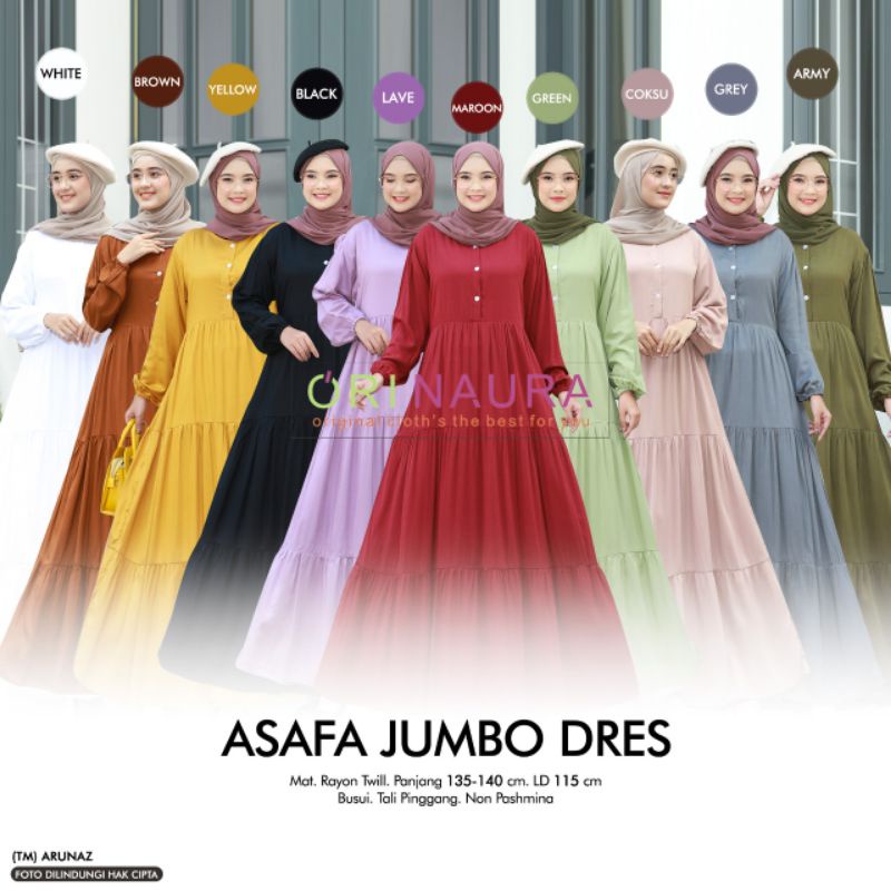 Gamis Eanita Asafa Jumbo Dress / Asafa Dress Mat Rayon Twill Original Ori Naura