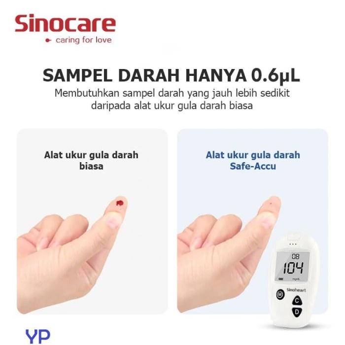 Paket Hemat Tes Gula Darah Sinocare Sinoheart Safe Accu FREE Jarum dan Strip