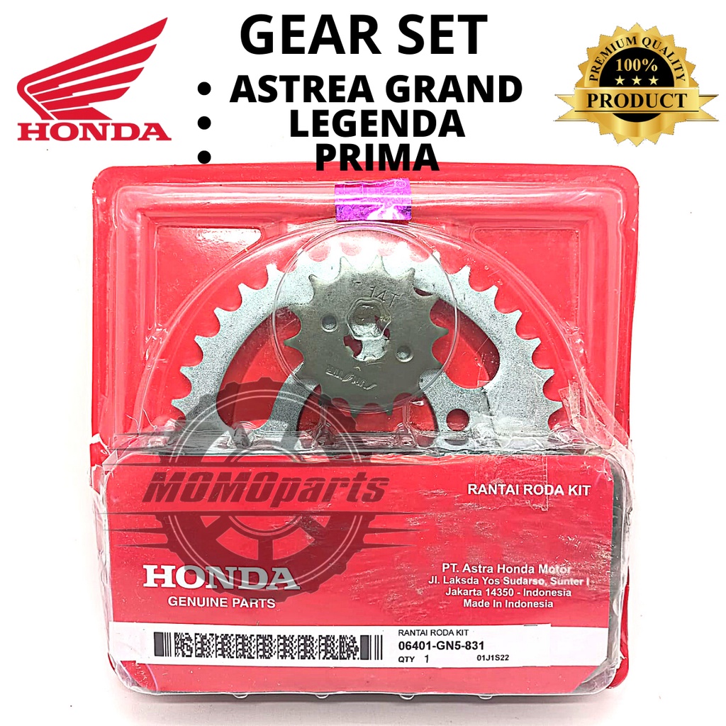 ORIGINAL GEAR SET GIR DEPAN BELAKANG PLUS RANTAI HONDA ASTREA GRAND LEGENDA PRIMA STAR C70 KUALITAS 