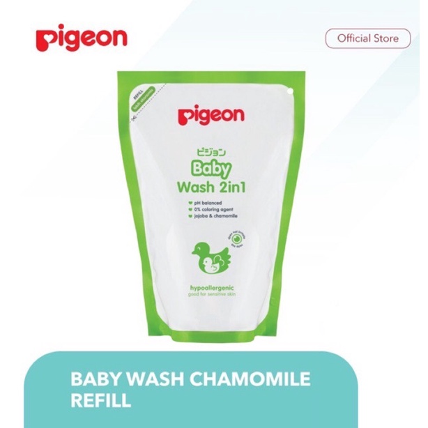 PIGEON Baby Wash 2 in 1 Chamomile REFILL | Refill Shampoo &amp; Sabun Cair Bayi - 350ML sabun bayi pigeon