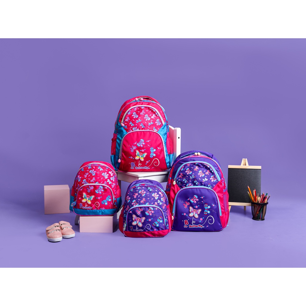 Tas Ransel Backpack Sekolah Anak Perempuan Little V Original Butterfly
