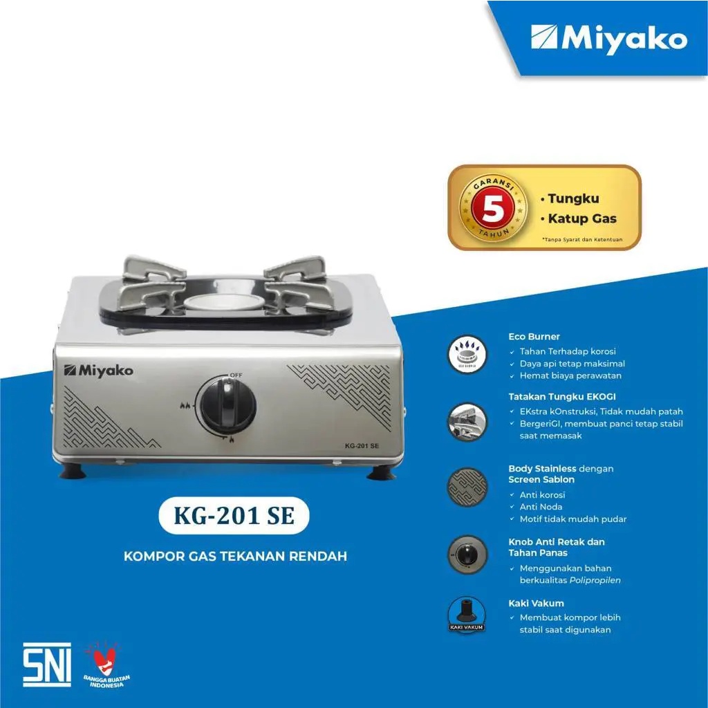 Miyako Kompor Gas 1 Tungku sTAINLESS KG 201 SE