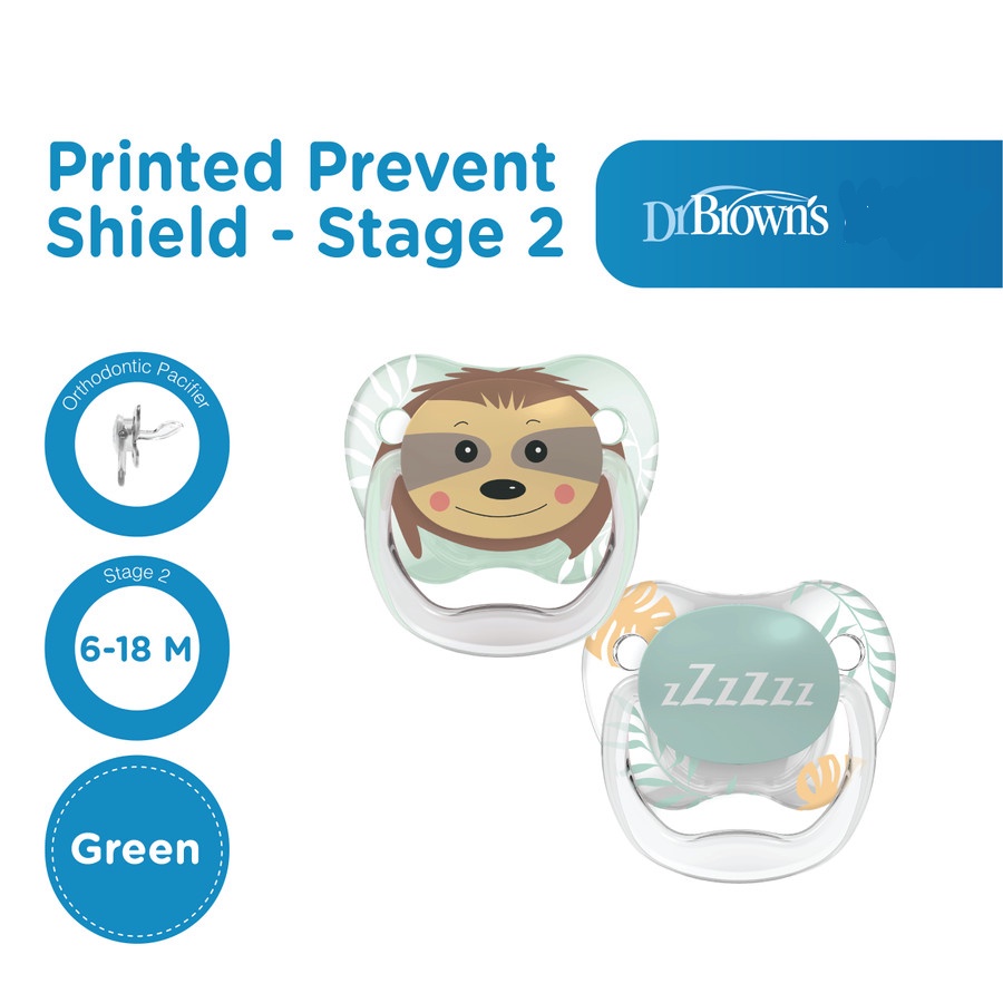 DR. BROWN'S Prevent Printed Shield Pacifier Stage 2 (6-18M) Animal Faces 2 Pack