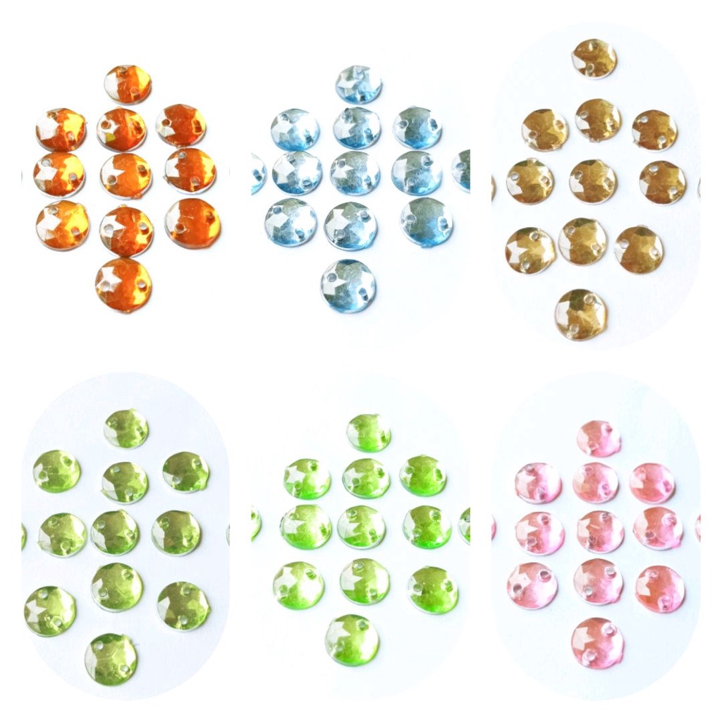payet diamond kristal akrilik jahit bulat grade B ukuran 8mm size kecil per 20 butir