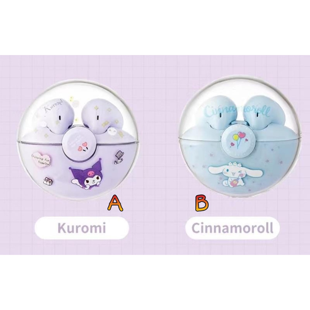 TWS EARPHONE BLUETOOHT ORI MINISO KUROMI CINAMOROLL MODEL BULAT