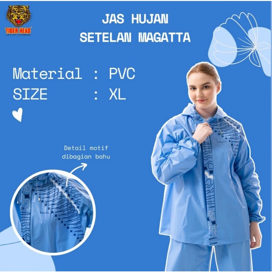 FELWINSHOP Jas Hujan Batik Magatta Raincity Jaket Celana Dewasa