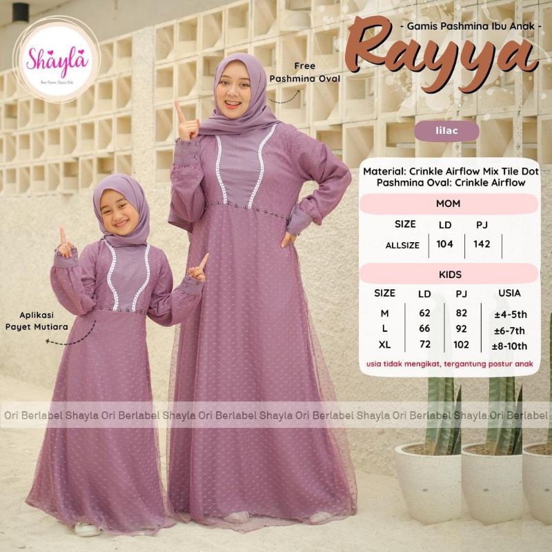 RAYYA DRESS Couple free pashmina By NSK | Couple Ibu Anak