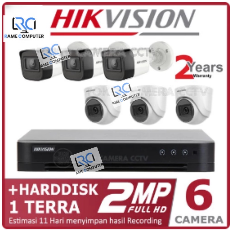 PAKET KAMERA CCTV HIKVISION 2MP 8 CHANNEL 6 CAMERA HDD 1TB