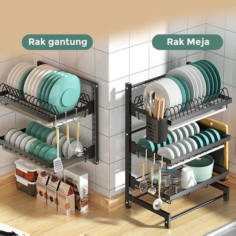 MURAH MERIAH Starlight Rak Bumbu Dapur Rak Piring Gantung Wastafel Tempel Dinding Stainless Steel HR