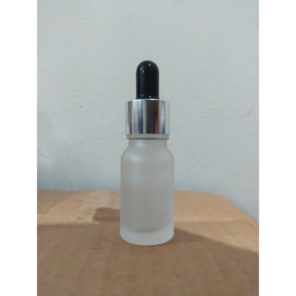 Botol Pipet Kaca Frosted 10 ml Ring Silver Hitam 10ml