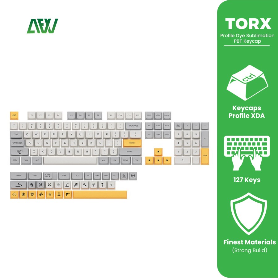 TORX Keycap Keyboard 127 Keys XDA Profile Dye Sublimation PBT Keycap