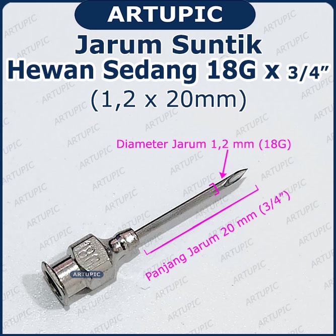 Jarum Suntik Hewan Besar 18G x 3/4 inch Vaksin Ternak Kambing Domba Anjing Vet Needle Stainless Steel 18 G x 3/4&quot;