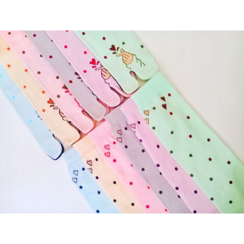 COD bisa] Motif Saranghaeyo Dewasa  Kaos Kaki Jempol Jari Muslimah Nylon Spandex premium adem lembut padang sumbar mewah murah sumatera barat