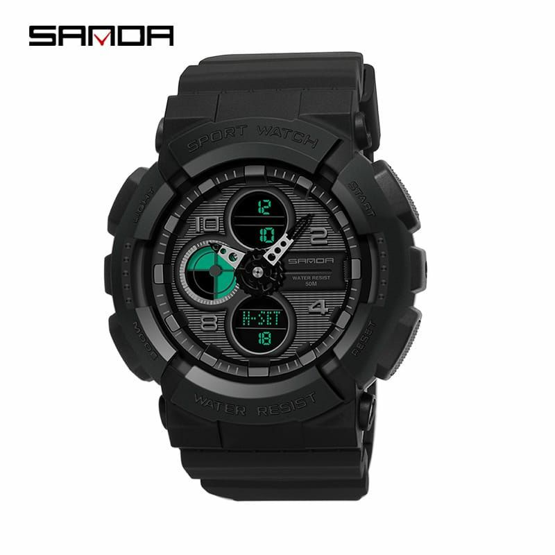 Jam Tangan SANDA 6027 Jam Tangan Pria Digital Analog Tali Rubber Shockproof Anti Air