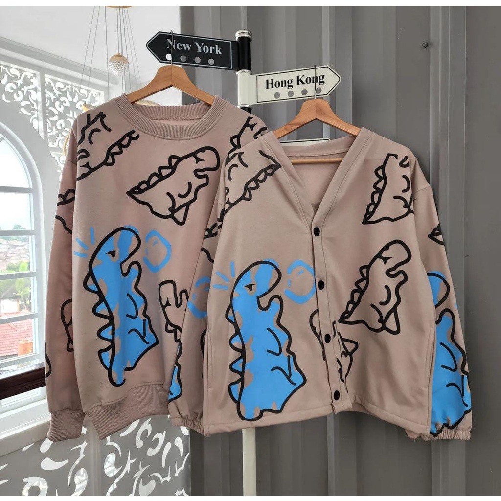 CRAYON DINO OVERSIZE COUPLE CARDY &amp; CREWNECK SWEATER (MRF)