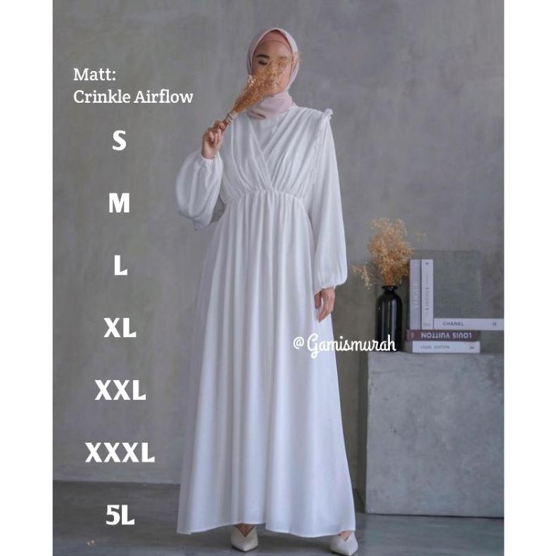 PROMO Edira Dress Mininos | Gamis Syari Jumbo ukuran S M L XL XXL XXXL 5L | Gamis putih umroh | Eleo