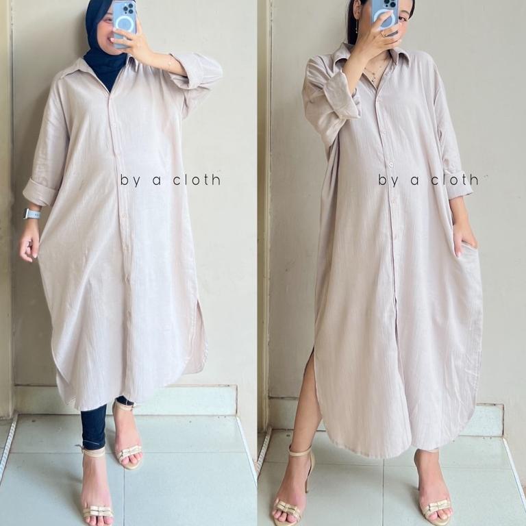 LANGSUNG ATC Oversize Dress - Shirt Dress - Linen Tunik - Oversize Tunik - Midi Dress Linen Oversize