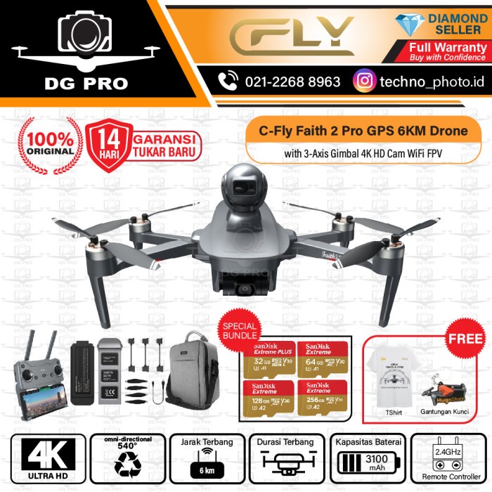 C-FLY Faith 2S 3-axis Gimbal 4K HD Camera 5KM FPV Drone GPS 35min