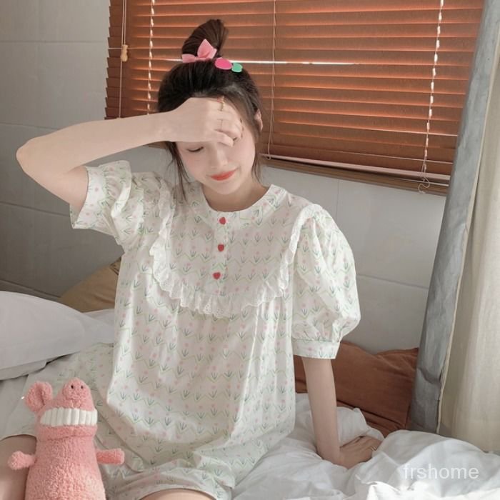 ins putri angin renda renda renda manis piyama wanita musim panas musim panas baru celana pendek len