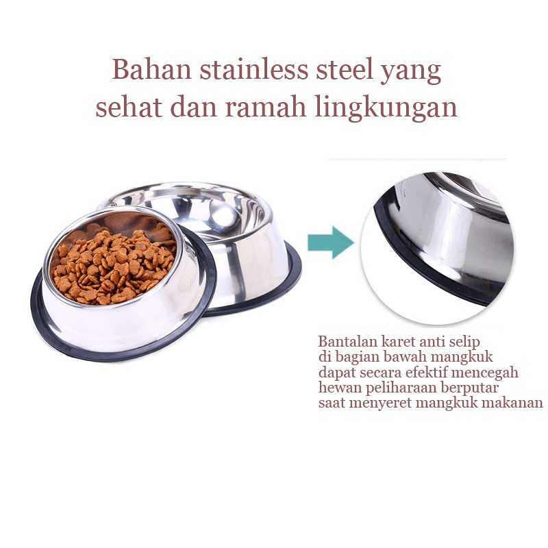 Mangkuk Stainless Kucing Anti Slip mangkok Anjing Besar Pet Bowl Hewan Wadah Tempat Makan