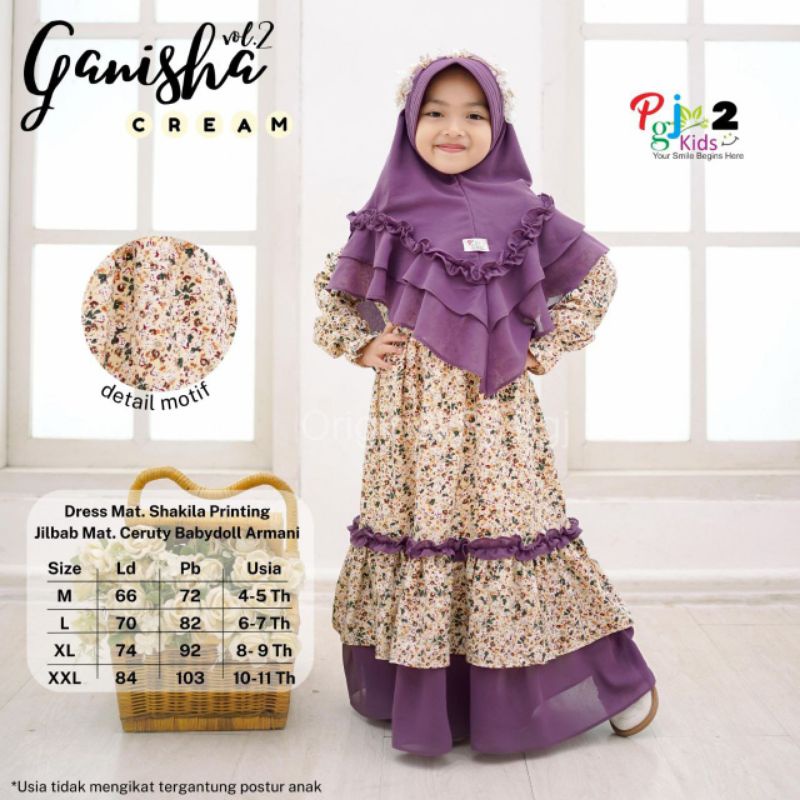 GANISHA SYARI vol.2 free jilbab ORI PGJ KIDS | Dress+jilbab Anak