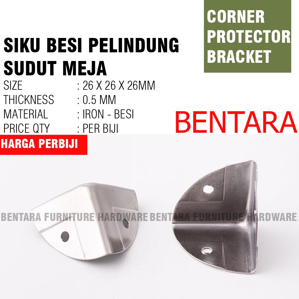 26MM Plat Siku Besi Pelindung Sudut Meja Peti Kotak Box - Table Corner Protector Bracket Braket