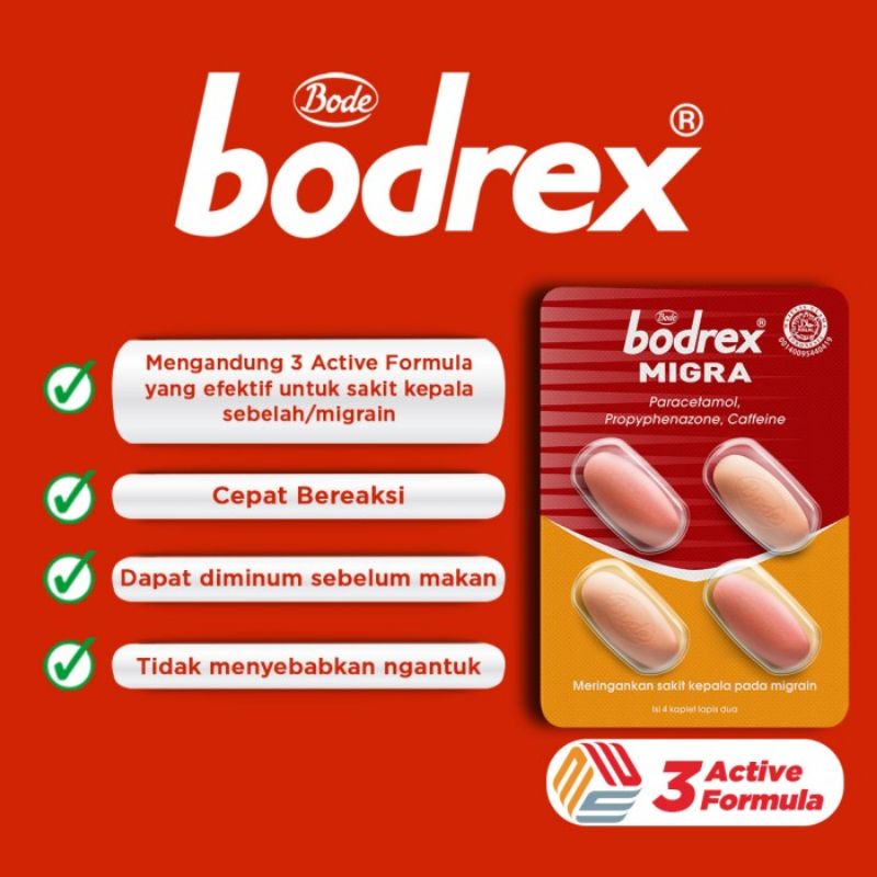 Bodrex Migra 1 Folding Box Isi 25 Blister @ 4 Kaplet