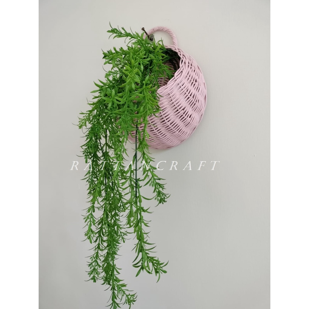 Vas Dinding Bulat Rotan/Vas Dinding Rotan/Pot Dinding/Pot Dinding Rotan