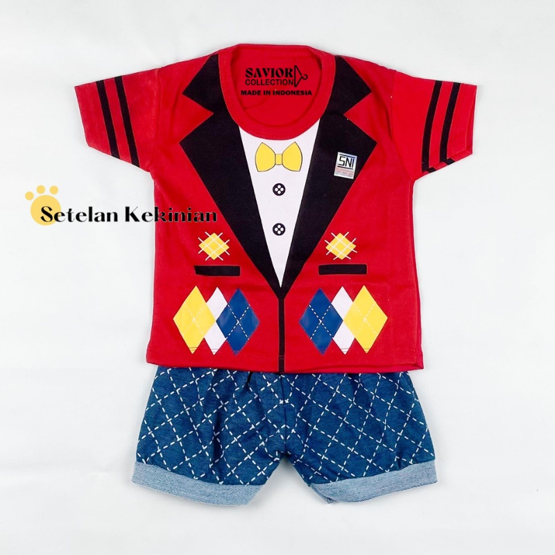 Baju Bayi Laki Laki 0 6 Bulan Set Baby Newborn Motif Jas Usia 3-12 Bln